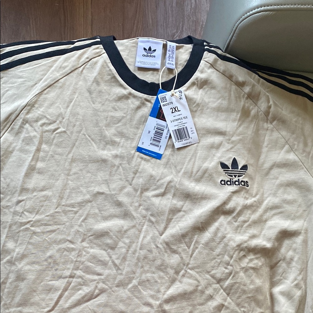 Adidas Beige T-Shirt with Black Accents
